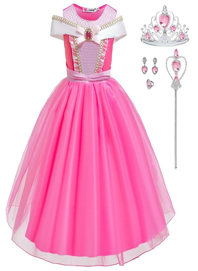 Luzlen Girls Princess Costume Pink Dress Up Outfit for Halloween Cosplay Carnival Party, 4-5 Years(Label 120) - Image 1