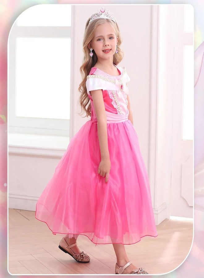 Luzlen Girls Princess Costume Pink Dress Up Outfit for Halloween Cosplay Carnival Party, 4-5 Years(Label 120) - Image 3