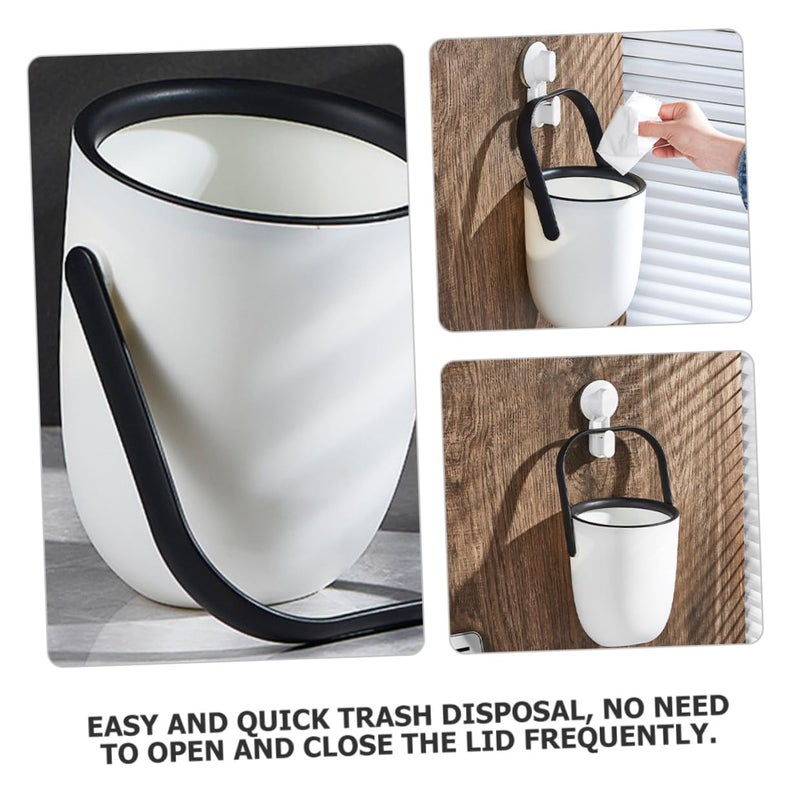 Mini Desktop Trash Can Small Open Top Waste Basket Black For Office Bedroom Bathroom - Image 4