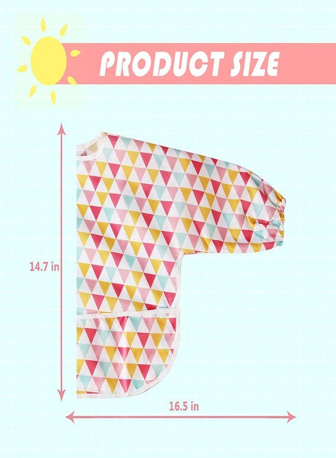 Little Dimsum Full Sleeved Feeding Bib 2 Pack,Baby & Toddler Waterproof Bib Apron,Food Protection Large Pocket Eating Smock 6-36 Months(Pink/Red) - Image 4