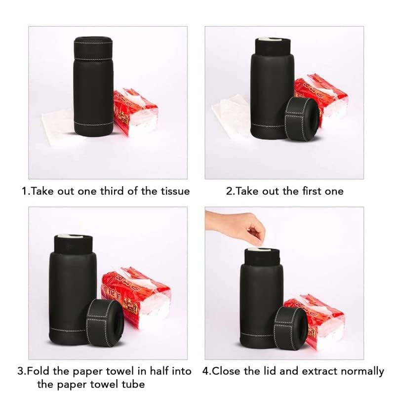 iWagon-Car Tissue Paper Holder, Cylinder Tissue Box, 2.75'' PU Leather Round Tissues Container Fit for Car Van Bathroom Office Use, Car Cup Holder Car Tissues Box Car Tissue Holder Car Tissue Tube - Image 5