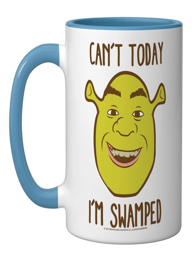 Shrek كوب سيراميك أزرق/أبيض عليه صورة وجه شريك: لا أستطيع اليوم، أنا مشغول للغاية - Image 1