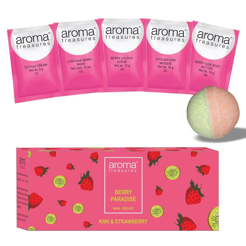 Aroma Treasures Berry Paradise Strawberry and Kiwi Fizz ManiPedi Kit OneTime Use 100 g - Image 2