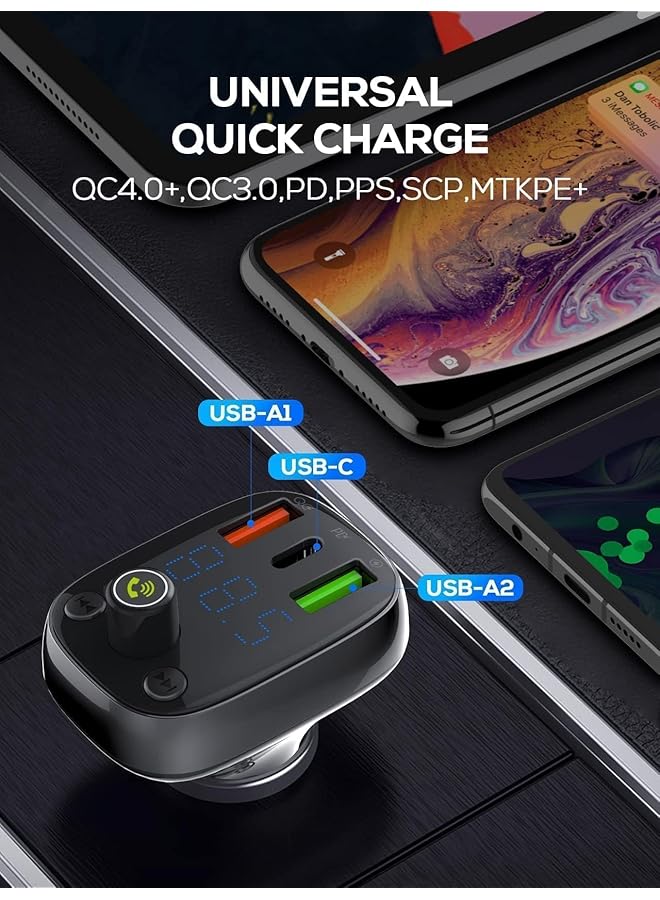 LDNIO C704Q-M Bluetooth Fm Transmitter Triple Usb Car Charger - Image 5