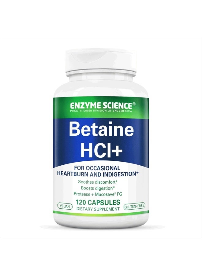Enzyme Science بيتاين HCl، 120 كبسولة، مكمل للحموضة المعوية العرضية وعسر الهضم - Image 1
