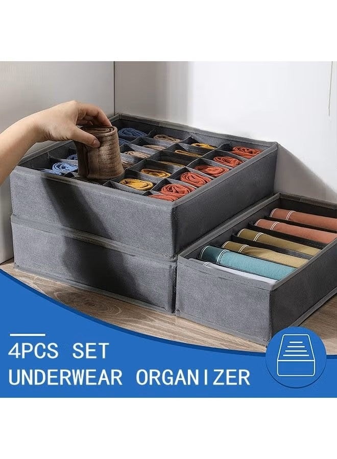 ثمانية فيبيهاوس مجموعة 4 حزم من منظمي الأدراج القابلة للطي للملابس الداخلية والحمّالات، مقسمات لأدراج خزانة الملابس، صناديق تخزين الملابس للملابس الداخلية، السراويل، الجوارب، الشورتات، رمادي داكن - Image 5