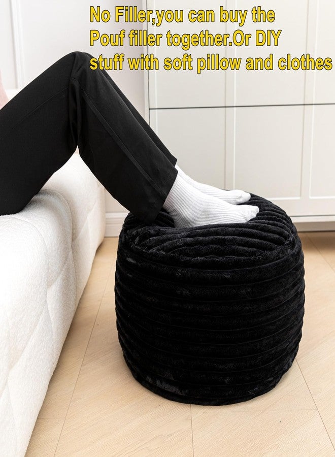 Asuprui Pouf Ottoman Unstuffed Ottoman Foot Rest Floor Pouf 20x20x12 Inches Round Bean Bag Chair Foldable Floor Chair Storage for Living Room Bedroom Black Stripe - Image 4