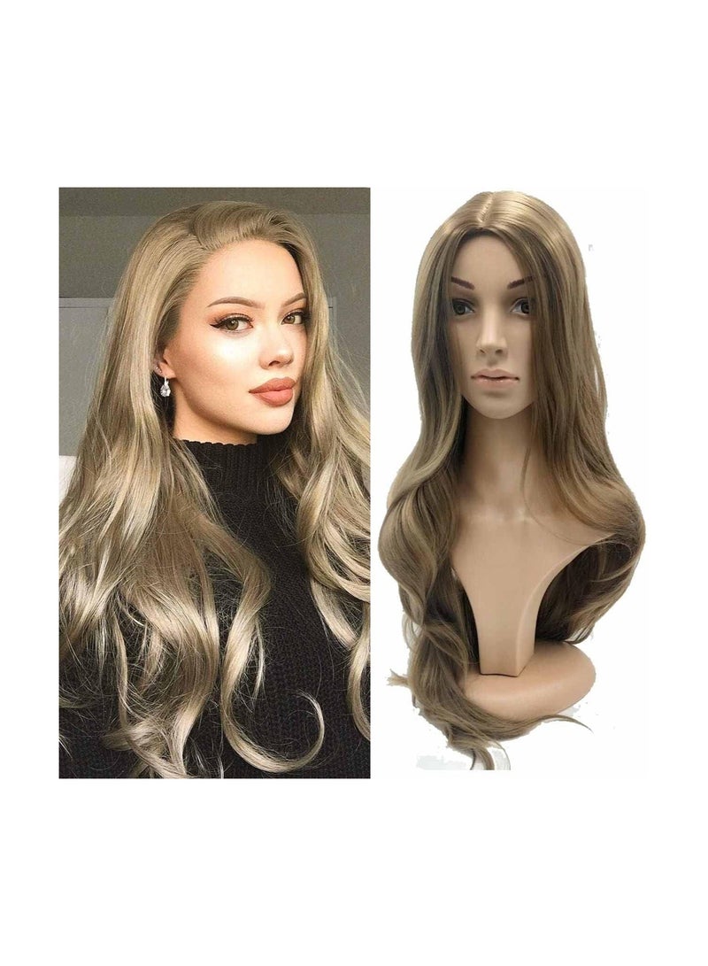 Estelle Hair Long Wavy Wig With Bangs High Synthetic Heat Resistant Wigs Curly Wavy Hair Wigs for Women Girls Beauty Fashion Natural Looking Curly Hair (long,  Light Brown) - Image 1