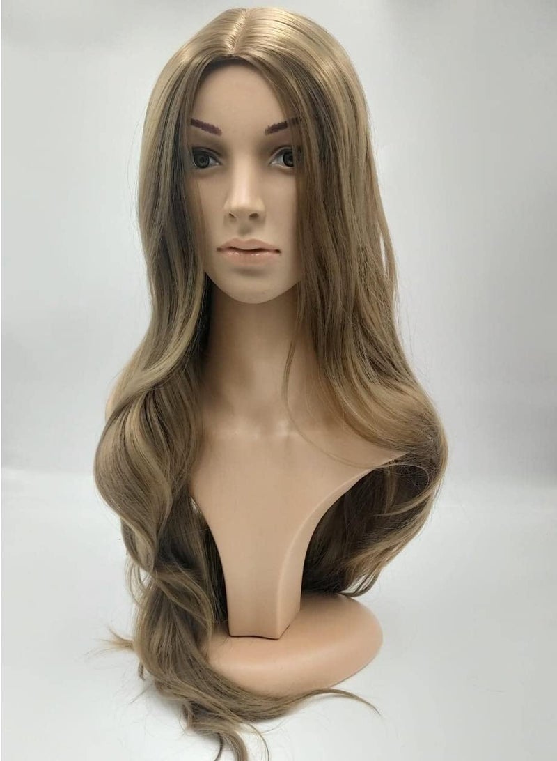 Estelle Hair Long Wavy Wig With Bangs High Synthetic Heat Resistant Wigs Curly Wavy Hair Wigs for Women Girls Beauty Fashion Natural Looking Curly Hair (long,  Light Brown) - Image 4