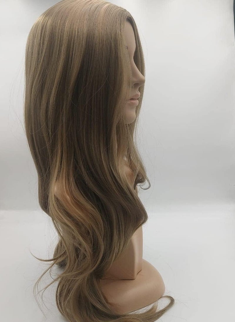 Estelle Hair Long Wavy Wig With Bangs High Synthetic Heat Resistant Wigs Curly Wavy Hair Wigs for Women Girls Beauty Fashion Natural Looking Curly Hair (long,  Light Brown) - Image 3