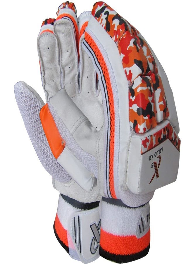 THRAX Leather Aello X 2 Cricket Batting Gloves Standard Size Right Hand Red and White - Image 1