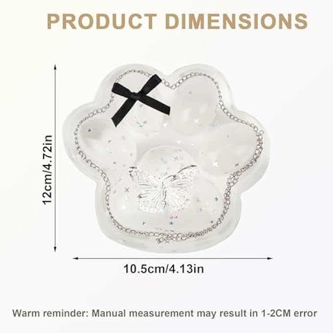 lasuroa Cat Paw Squeeze Toy, Glittering Soft Large Jelly Kitten Paw with Bow Cute Stress Toy Fidget for Kids Adults School Office (Transparent) - Image 2