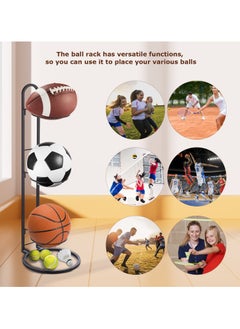 Generic Basketball Ball Storage Rack, 3 Tier Cube Ball Storage Holder, Freestanding Garage Sports Equipment Organizer Innovative Indoor Removable Vertical Display Stand for Volleyball Football Basketball  - Image 3