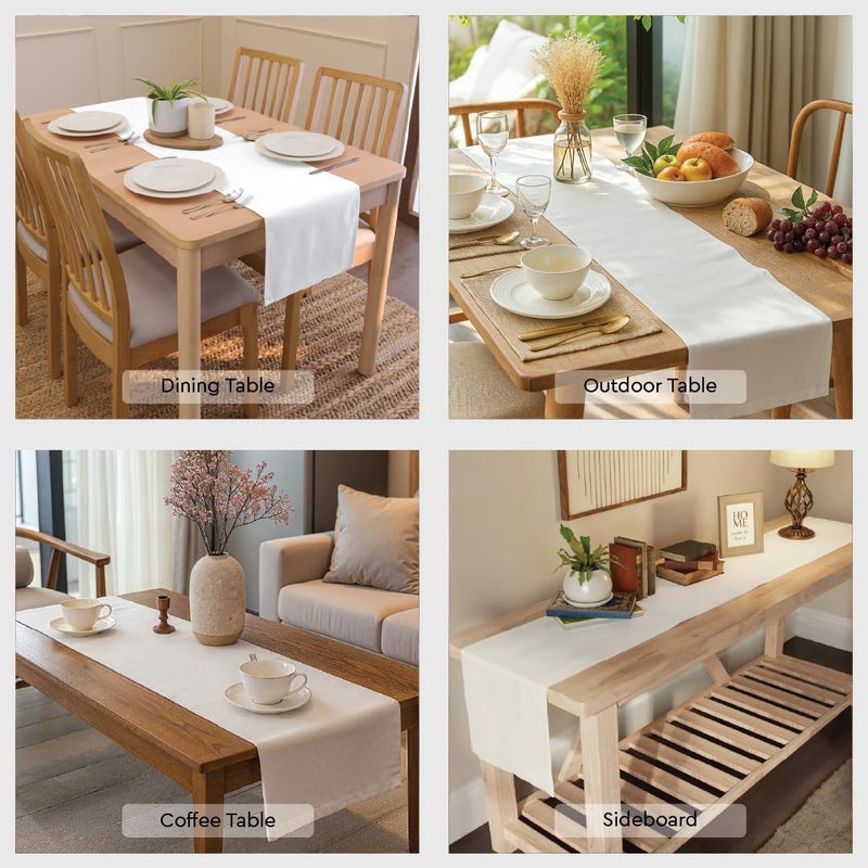 Encasa XO Table Runner 13x104 in Long | Cotton Canvas Fabric | Deep Red Solid Color | for Dining Table Fall Decoration, Holiday & Christmas Festivals - Machine Washable - Image 5