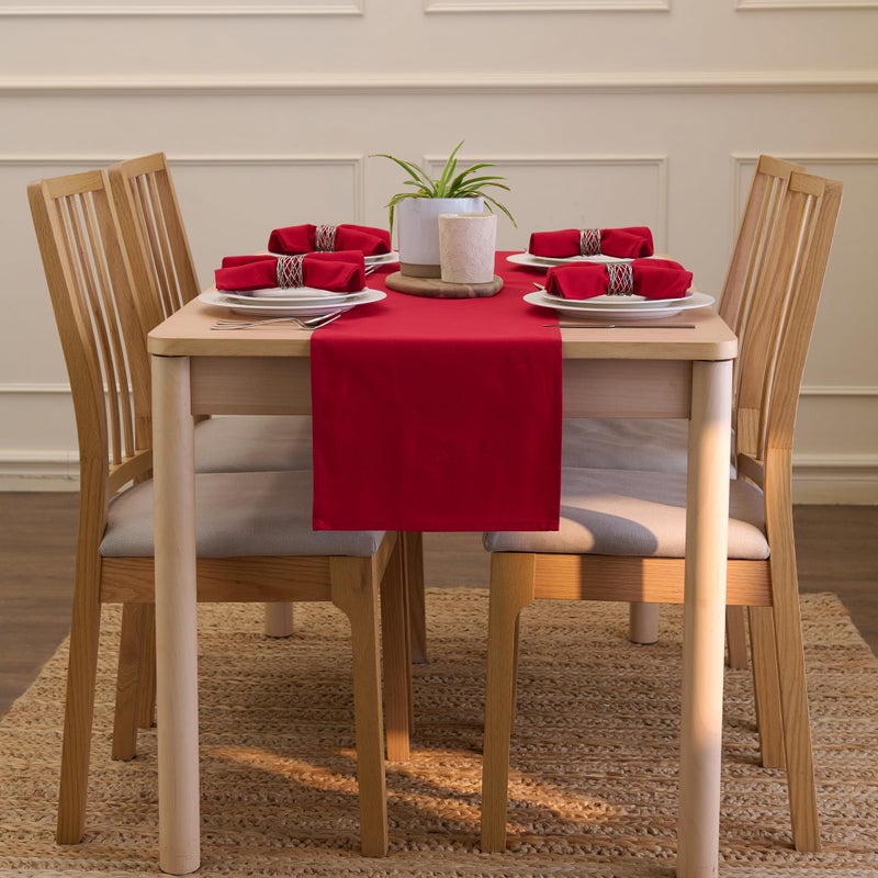Encasa XO Table Runner 13x104 in Long | Cotton Canvas Fabric | Deep Red Solid Color | for Dining Table Fall Decoration, Holiday & Christmas Festivals - Machine Washable - Image 4