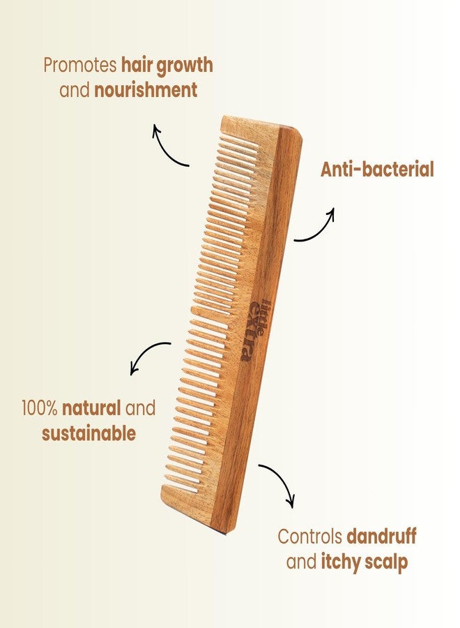 Little Extra Neem Wood Comb for Hair - Handmade, Natural, Soaked in Neem Oil - Dual Tooth, Fine and Wide Teeth - Image 4