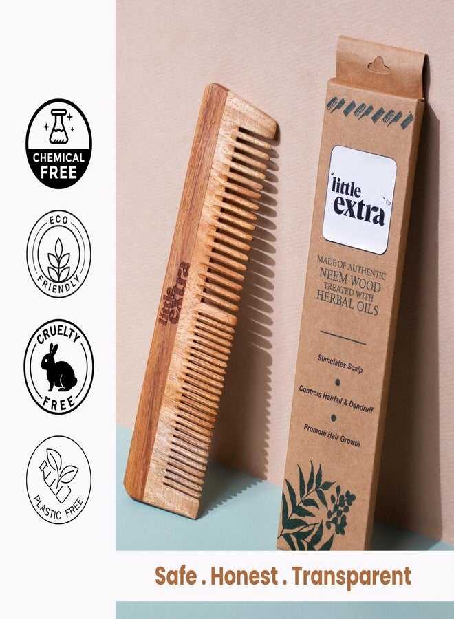 Little Extra Neem Wood Comb for Hair - Handmade, Natural, Soaked in Neem Oil - Dual Tooth, Fine and Wide Teeth - Image 5