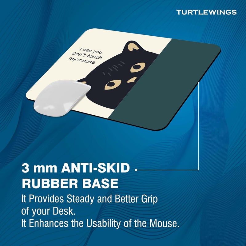 TURTLEWINGS | Mousepad | Inspirational Quote Funny Cute Cat Mousepad – 22x18 cm, 3mm | Design Non-Slip Rubber Base | Office, Study & Gaming Use | Premium Smooth Surface Desk Accessory & Gift - Image 2
