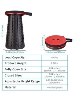 Generic Upgraded-Portable Collapsible Folding Stool, Retractable Telescoping Foldable Camping Stool for Adults for Outdoor Fishing Hiking Gardening Travel BBQ Red.  - Image 2
