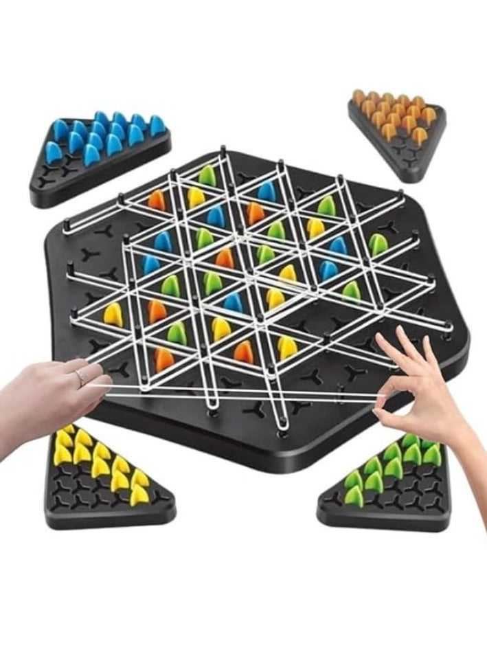 Triggle Game with Rubber Bands Triangle Intellectual Chess Board, Triangle Chess Game Series, Triggle Brain Games for Kids 3 Years Old and Adults for 2-4 People