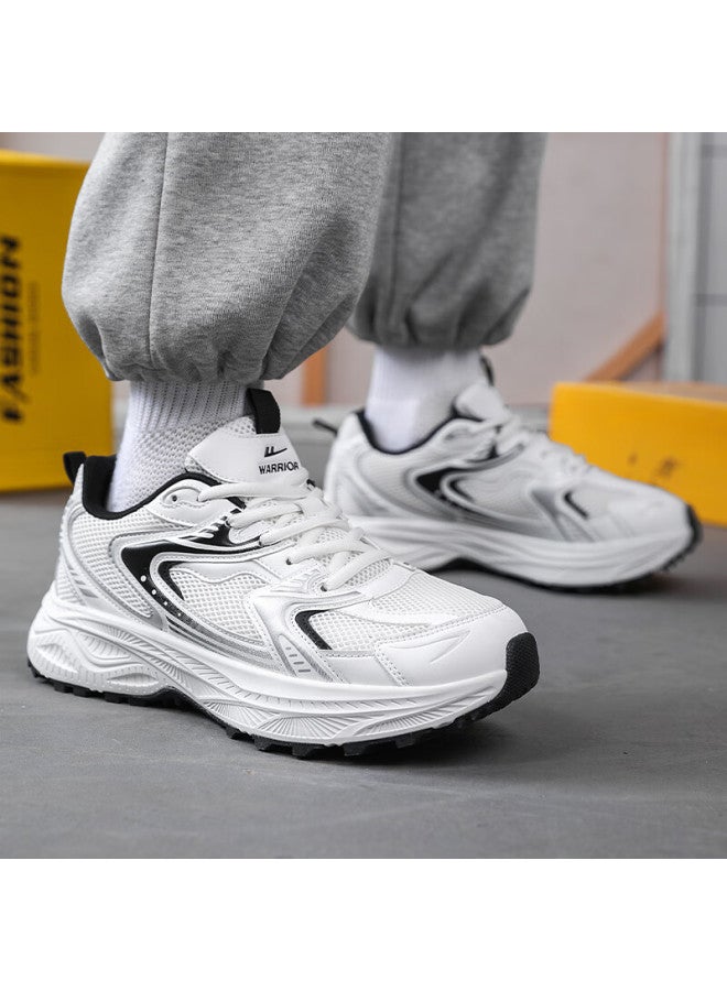Pull Back Warrior Men's Mesh Sports Shoes Autumn New Dad Shoes Casual Shoes Wxym655 White Black Size 44 - Image 3