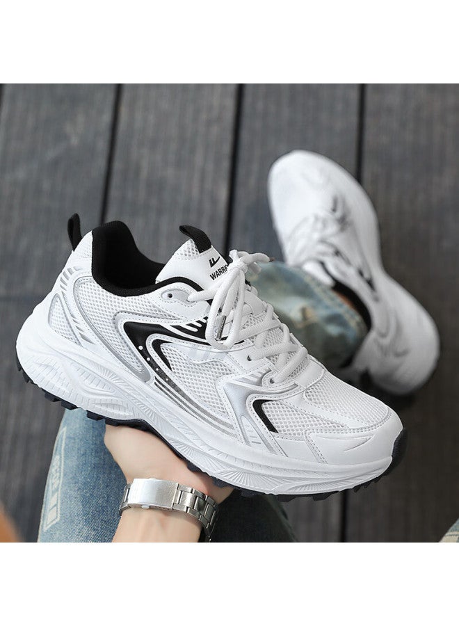 Pull Back Warrior Men's Mesh Sports Shoes Autumn New Dad Shoes Casual Shoes Wxym655 White Black Size 44 - Image 4
