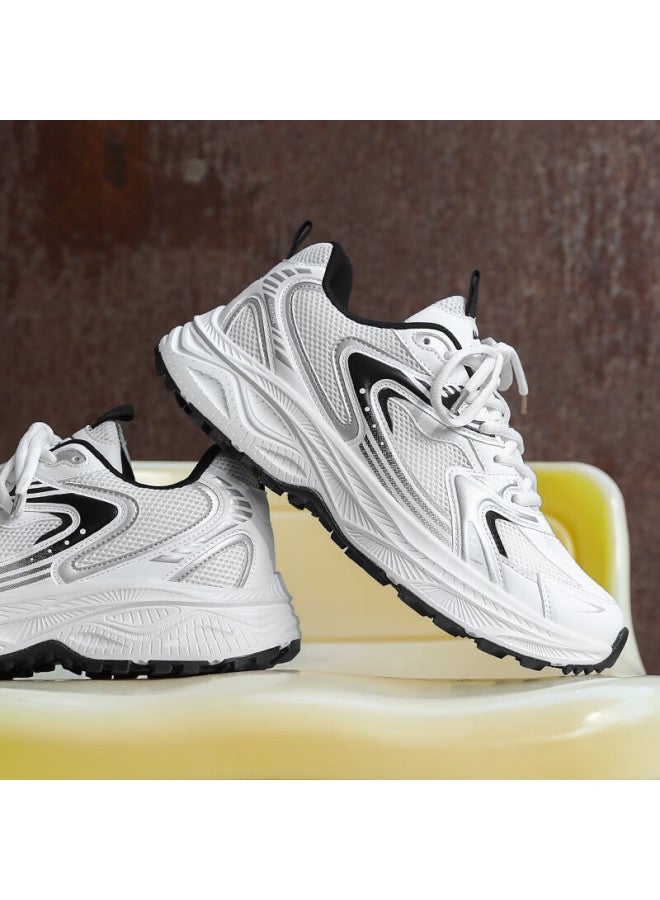 Pull Back Warrior Men's Mesh Sports Shoes Autumn New Dad Shoes Casual Shoes Wxym655 White Black Size 44 - Image 1