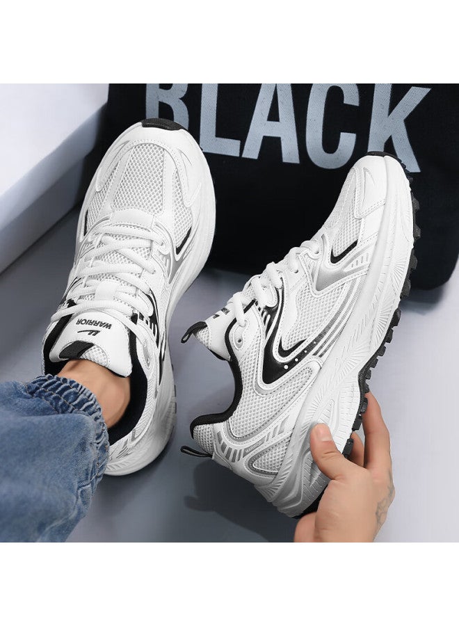 Pull Back Warrior Men's Mesh Sports Shoes Autumn New Dad Shoes Casual Shoes Wxym655 White Black Size 44 - Image 2