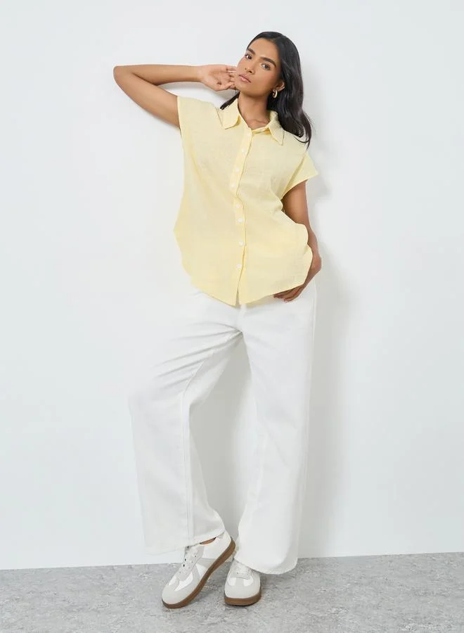 Take Two Take Two Yellow Longline Shirt with Buttons