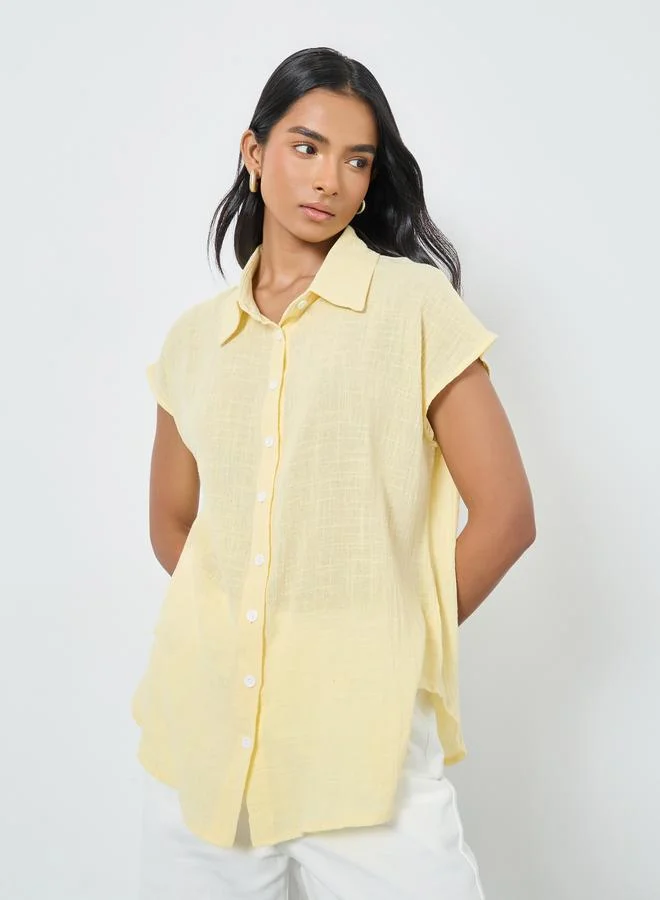 Take Two Take Two Yellow Longline Shirt with Buttons