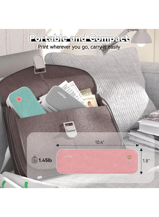 PeriPage A40,Mini Printer,Thermal Portable Printer,Supports 8.26"x11.69" US Letter, Wireless Inkless Bluetooth Mobile Travel Printer,Compatible with Android&iOS,Prints Docs, Tattoo Paper, Photos Pink Color - Image 4