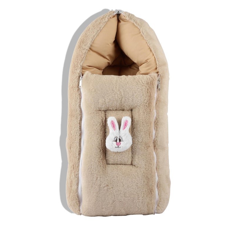 VOIDROP Velvet Camel Baby Carry Bed Infant Lounger Sleeping Bag 2 in 1 for New Born Babies (0-12 Months) Baby Fur Material Portable Travelling Bed for Baby in Large Size (Lx40 Bx37 HX10) - Image 1