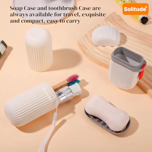 Solitude Travel Soap Case with Toothbrush Holder – Waterproof Leakproof Soap Dish with Handle, Portable Container for Bathroom, Camping, Hiking & Outdoor Travel (Blue, White) - Image 3