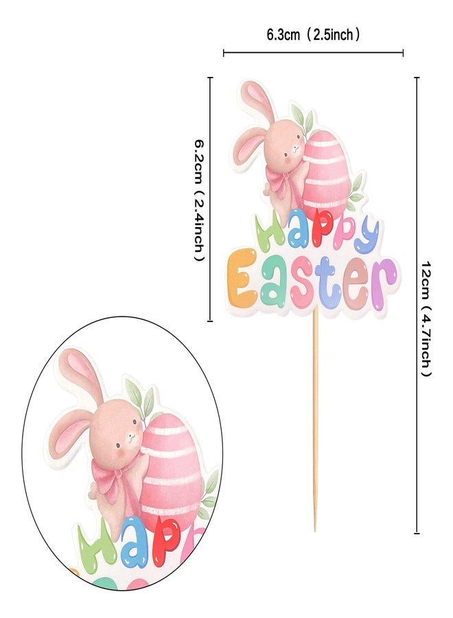 Ercadio 24Pcs Floral Easter Rabbit Bunny Ear Cupcake Toppers Rabbit Egg Happy Easter Cupcake Picks for Easter Day Spring Boys Girls Birthday Baby Shower Party Cake Cupcake Decors Supplies - Image 2