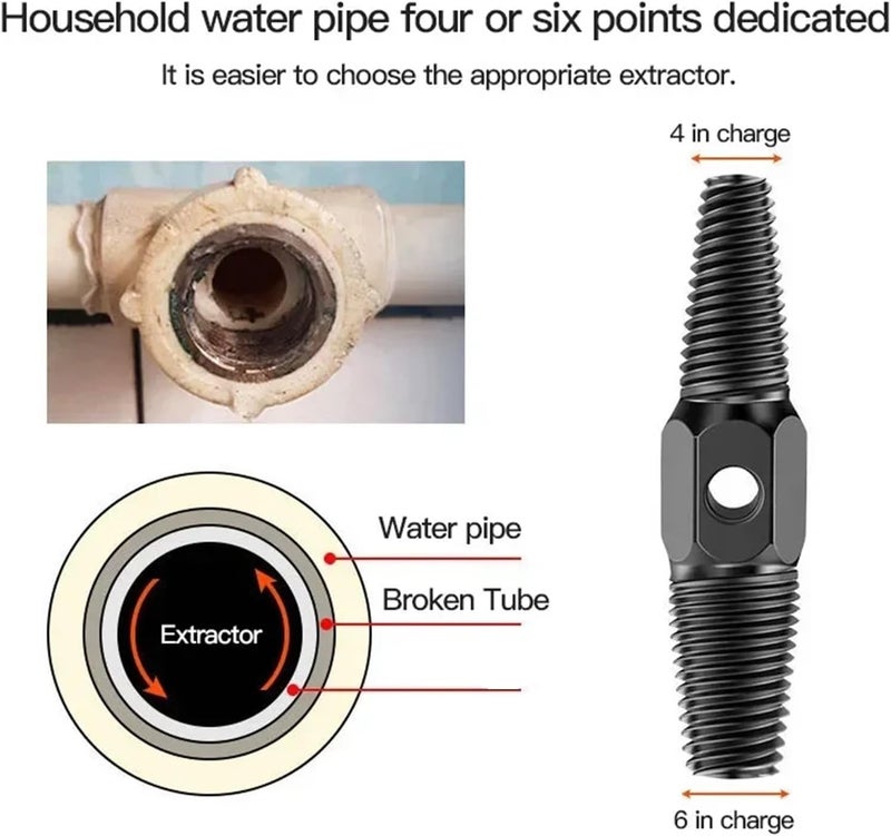 2/4/6pcs Tap Faucet Valve Screw Extractor Set Damaged Broken Wire Water Pipe Bolt Remover Plumbing Tools(6pcs) - Image 3
