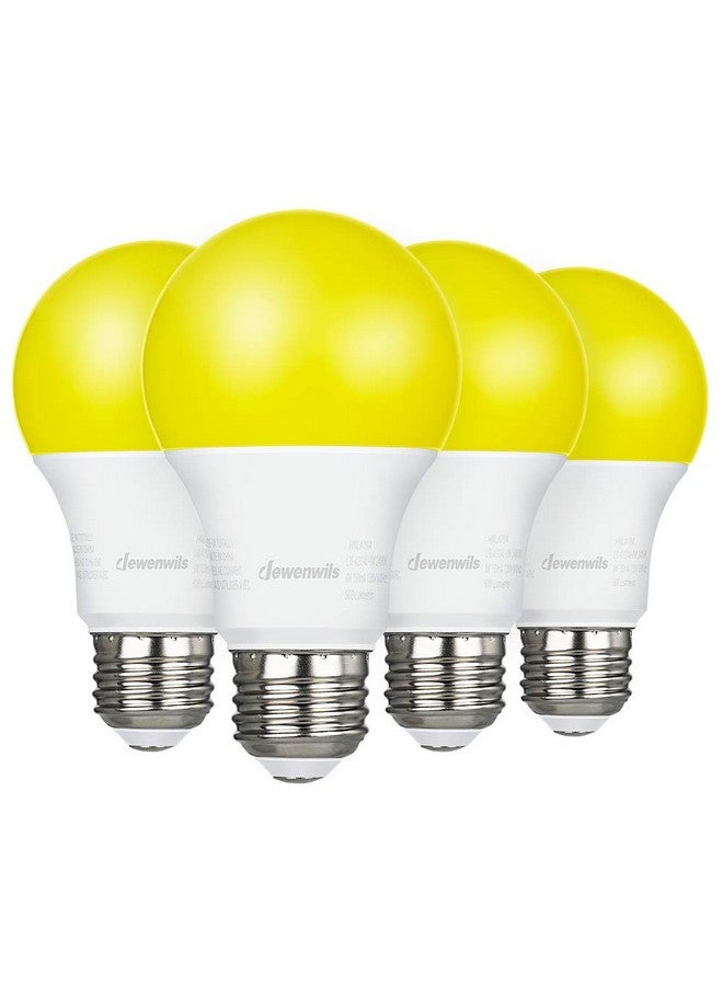 ديوينويلز مصابيح إضاءة LED خارجية من DEWENWILS، مصباح إضاءة أصفر A19، 9 وات (ما يعادل 60 وات)، 600 لومن، توهج كهرماني 2400 كلفن، غير قابلة للتعتيم، قاعدة لولبية متوسطة E26، معتمدة من UL، عبوة من 4 قطع - Image 1