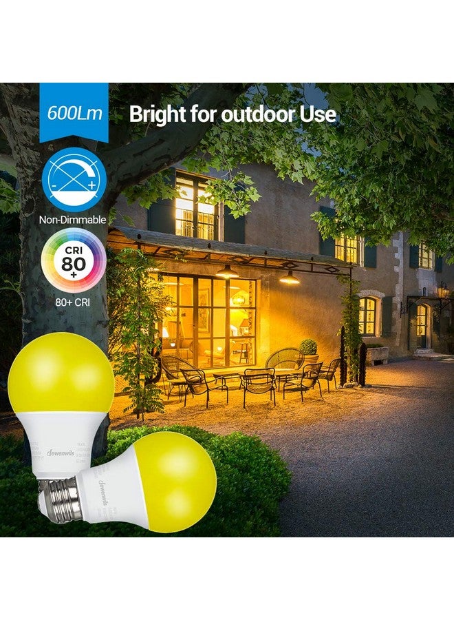 ديوينويلز مصابيح إضاءة LED خارجية من DEWENWILS، مصباح إضاءة أصفر A19، 9 وات (ما يعادل 60 وات)، 600 لومن، توهج كهرماني 2400 كلفن، غير قابلة للتعتيم، قاعدة لولبية متوسطة E26، معتمدة من UL، عبوة من 4 قطع - Image 2