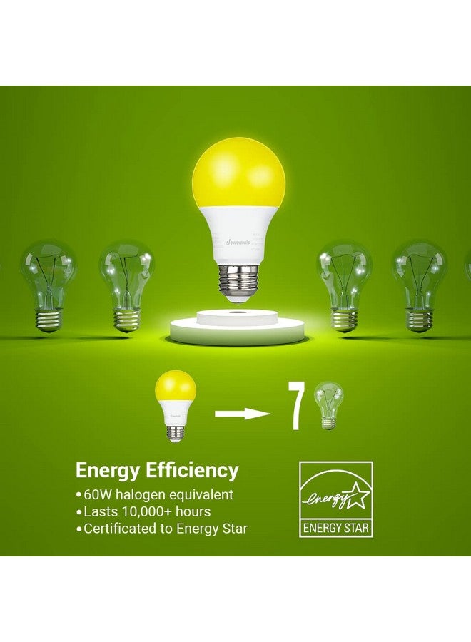 ديوينويلز مصابيح إضاءة LED خارجية من DEWENWILS، مصباح إضاءة أصفر A19، 9 وات (ما يعادل 60 وات)، 600 لومن، توهج كهرماني 2400 كلفن، غير قابلة للتعتيم، قاعدة لولبية متوسطة E26، معتمدة من UL، عبوة من 4 قطع - Image 4