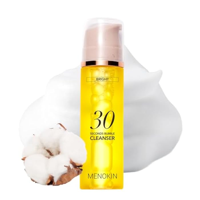 MENOKIN Cotton Cloud Bubble Cleanser [Bright] Vitamin C for Dull Skin & Dark Spots, Low pH for Sensitive Skin, Hydrating & Non-Stripping, Gentle Face Wash, Boost Radiance, Korean Skincare 5.07 fl. oz - Image 1