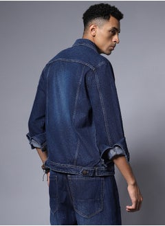 HIGH STAR Men Blue Solid Denim Jacket  - Image 2