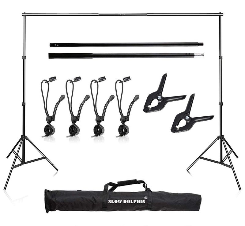 SLOW DOLPHIN Photo Video Studio 10x7ftWxH Adjustable Backdrop Support System Kit Background Stand with Carry Bag