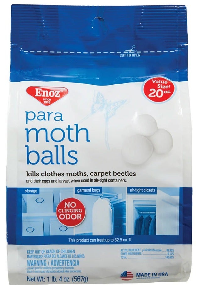 إينوز كرات النفثالين اينوز 20 أونصة عبوة قابلة لإعادة الإغلاق طارد فعال للعث يحمي الملابس والخزائن يقتل العث والبيض واليرقات حماية طويلة بدون رائحة مزعجة مناسب للتخزين - Image 1