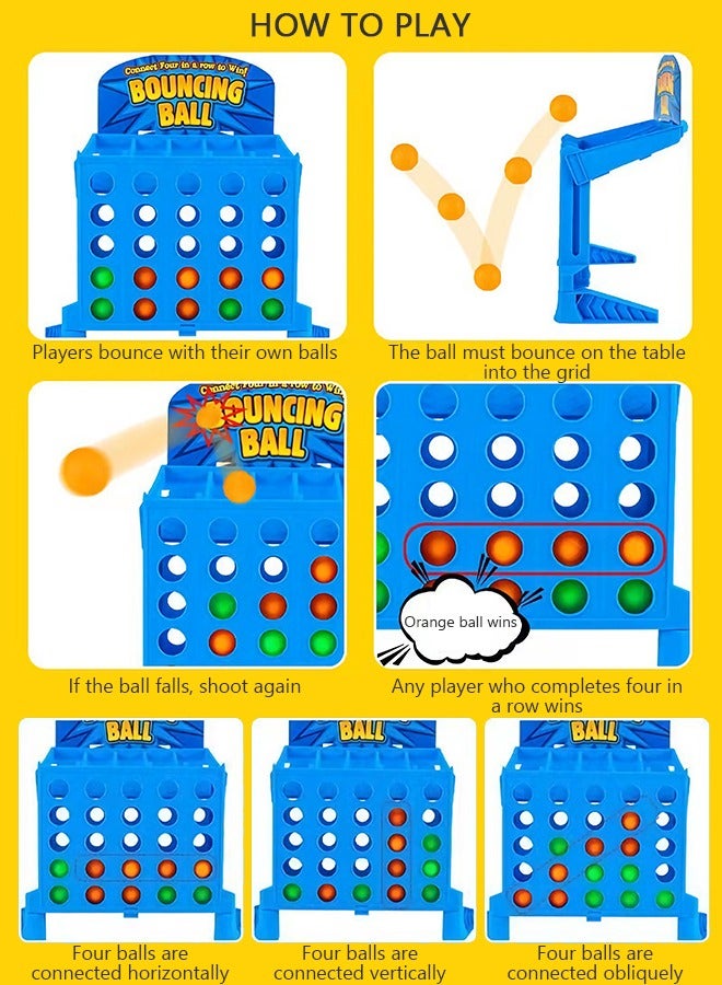 4 Shots Bouncing Ball Game, Educational Toy for Kids - Connect 4 Balls in a Row, Fun Parent-Child Desktop Game for Family Party - Image 3