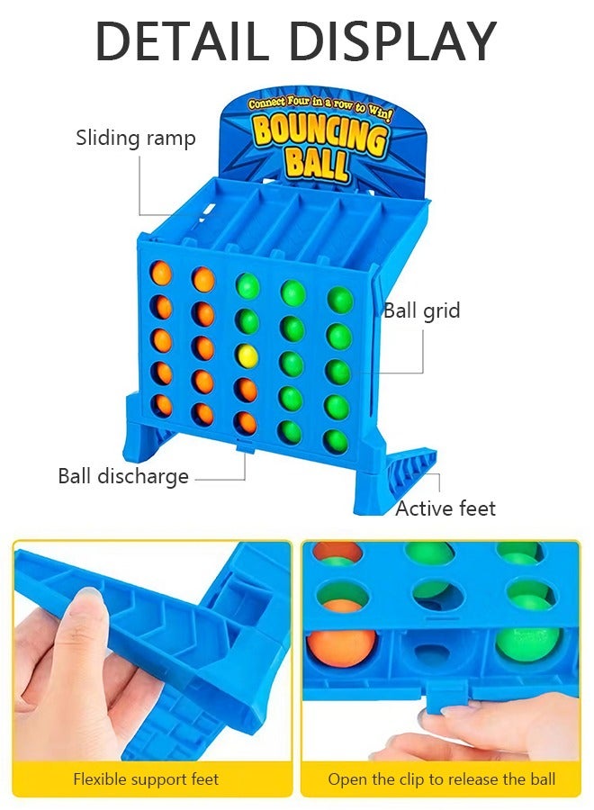 4 Shots Bouncing Ball Game, Educational Toy for Kids - Connect 4 Balls in a Row, Fun Parent-Child Desktop Game for Family Party - Image 2