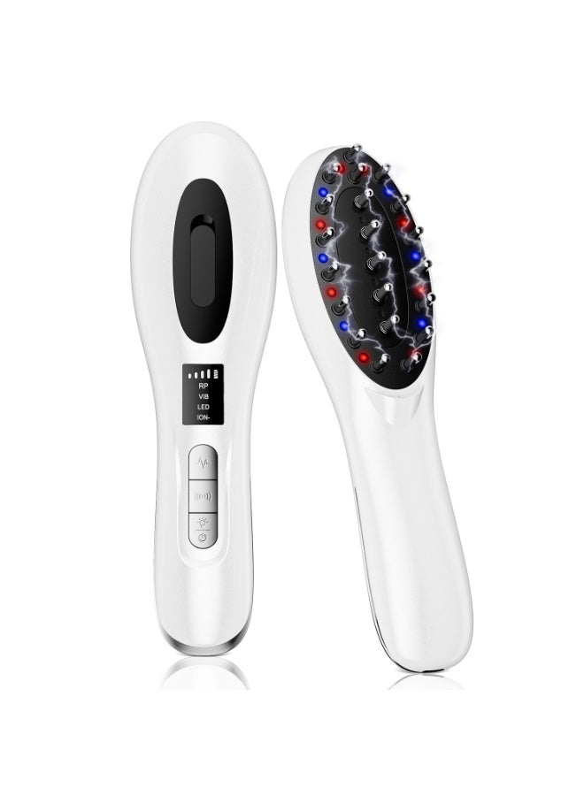 Kingone 6-in-1 Electric Massage Comb with EMS RF EP, 3D Vibration, 2-Color LED Negative Ion, Vibration Red Light Therapy, Hair Oil Applicator and Scalp Scrubber, Portable for Home and Travel Use, Ideal for Women’s Hair Care - Image 1