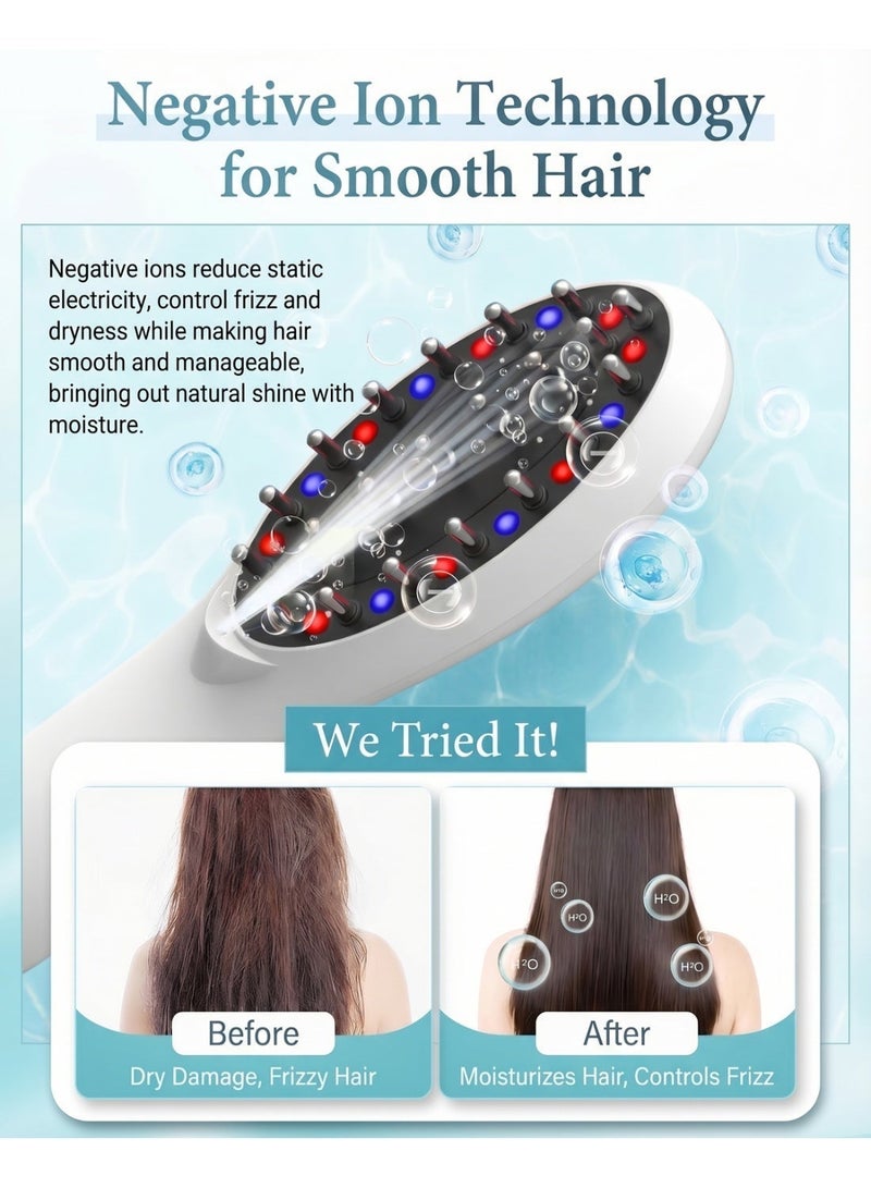 Kingone 6-in-1 Electric Scalp Massage Comb with EMS, RF and EP, Red and Blue LED Care, 9000 VPM Vibration, 8ml Serum Applicator and Negative Ion Care - Image 5