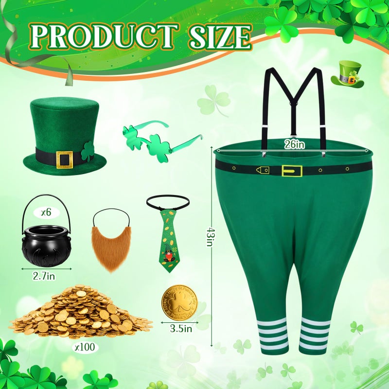Skicuff 1 Set St. Patrick's Day Yard Game for Adults, Giant Leprechaun Granny Pants Set with Hat Beard Gold Coins Cauldron, Funny Irish Party Games for Family Outdoor Lawn (Upgraded Style) - Image 2