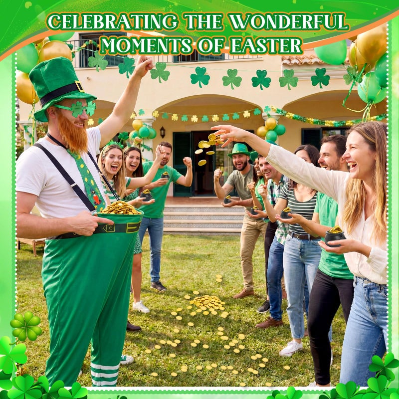 Skicuff 1 Set St. Patrick's Day Yard Game for Adults, Giant Leprechaun Granny Pants Set with Hat Beard Gold Coins Cauldron, Funny Irish Party Games for Family Outdoor Lawn (Upgraded Style) - Image 5