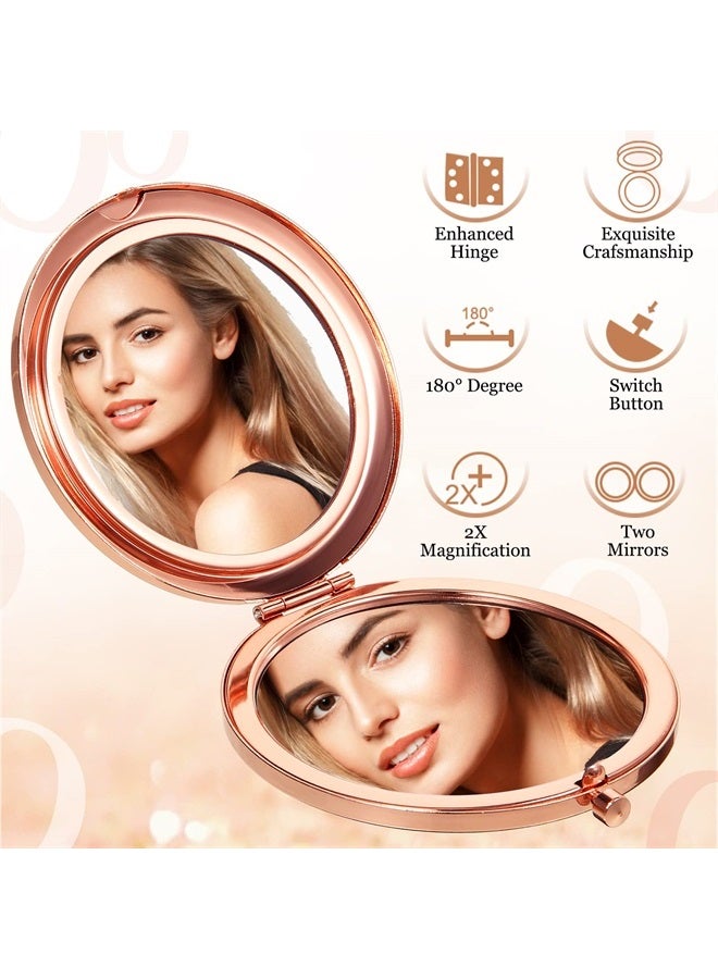 Cindeer 8 Pcs Small Compact Mirror Folding Pocket Makeup Mirror Round Hand Held Mirror Cosmetic Magnifying Compact Mirror Rhinestone Mirror with 1X/2X Magnification for Women Girls Travel(Lovely Colors) 