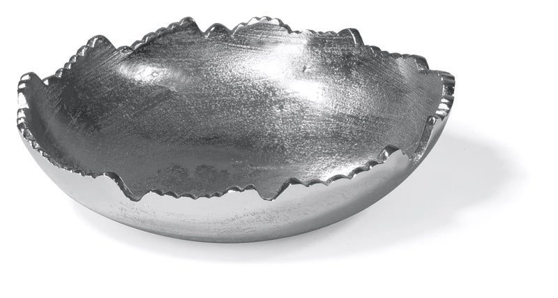 Red Co. Red Co 875 Silver Moon Decorative Metal Torn Hammered Asymmetrical Centerpiece Bowl with Pointed Edges 